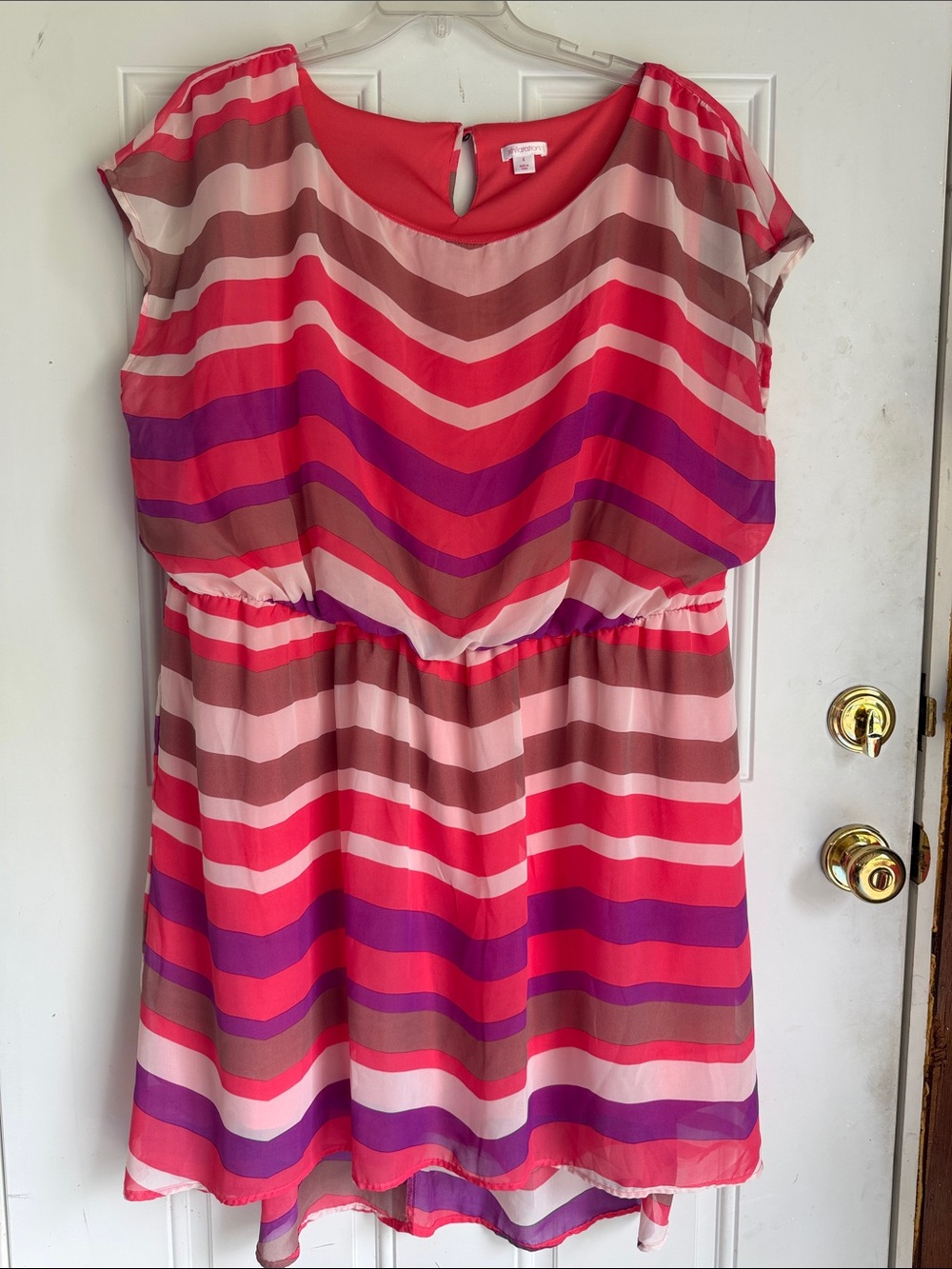 Xhilaration Pink, Red & Purple Striped Mini Dress